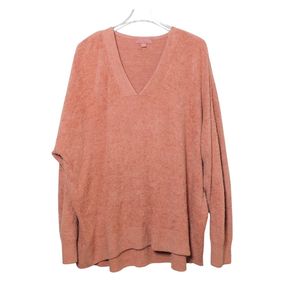 Barefoot Dreams CozyChic‎ Lite V-Neck Pullover Sweater Dusty Pink 2X BDWCL21382
